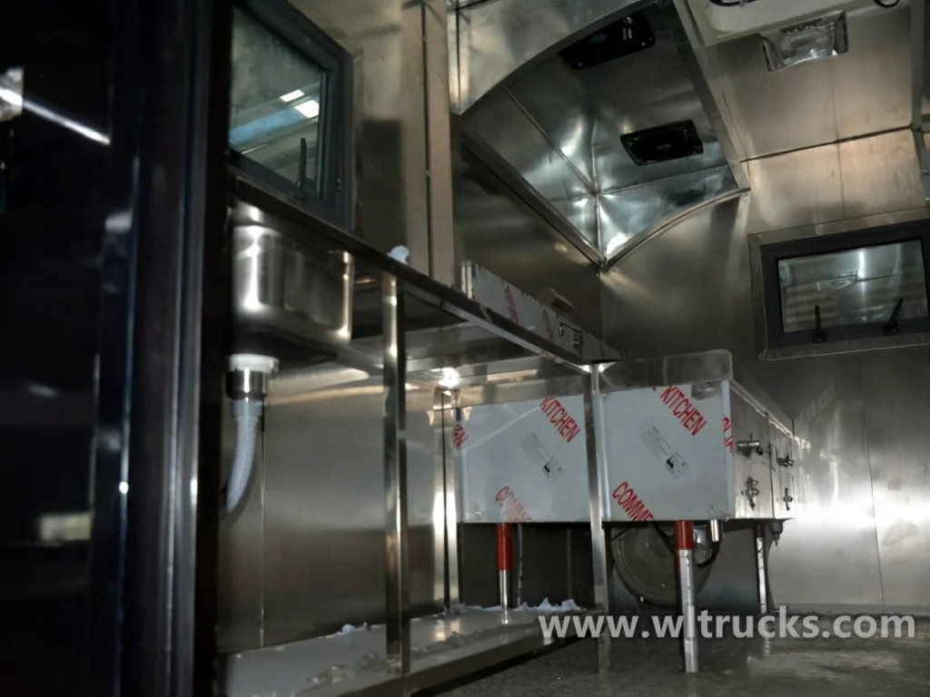 military catering kitchen food truck trailer Interior photo